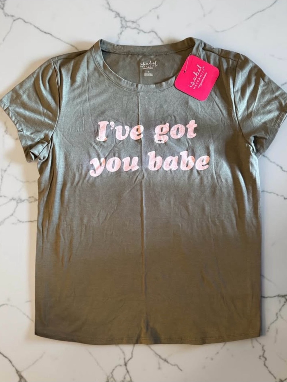 Isabel Maternity by Ingrid & Isabel Olive Tee with Pink Graphic